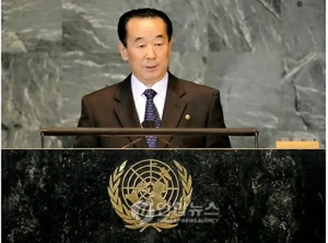 国連総会で演説する朴外務次官＝28日、ニューヨーク（AP＝聯合ニュース）