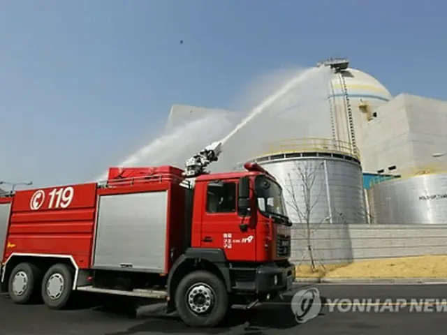 釜山の新古里原発で行われた統合訓練=13日、釜山(聯合ニュース)