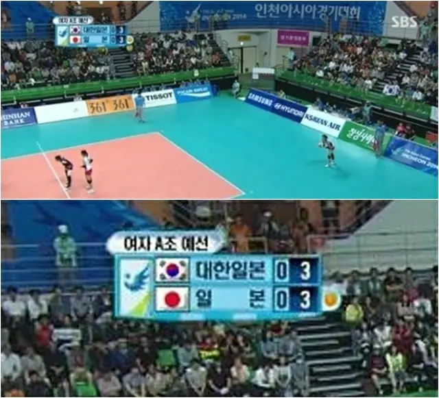 韓国の国旗、太極旗の横に韓国の国名「大韓民国」と表示するところを、「大韓日本」と表示されたまま約4分間放送された。（提供:OSEN）