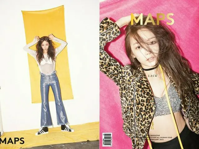 人気グループ「KARA」メンバーのハラが、雑誌「MAPS」2月号で“グラマーなファンキースタイル”でセクシーな魅力を放った。（提供:OSEN）