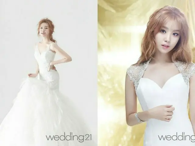 韓国ガールズグループ「Secret」ジウンが純白の美しさが際立つウエディング画報を公開した。（提供:OSEN）