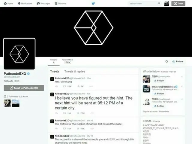 来る30日に公開される「EXO」の2ndアルバム関連公式プロモーションTwitterが開設され、フォロワー数が1日で14万6000人（20日午前現在）を突破した。（提供:OSEN）