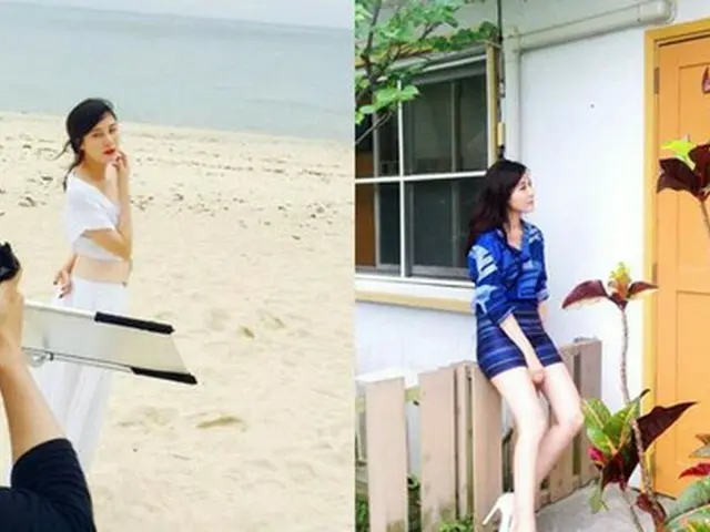 女優キム・ハヌルは2日、自身のFacebookに日本の沖縄で撮影中の写真2枚を掲載した。（提供:OSEN）
