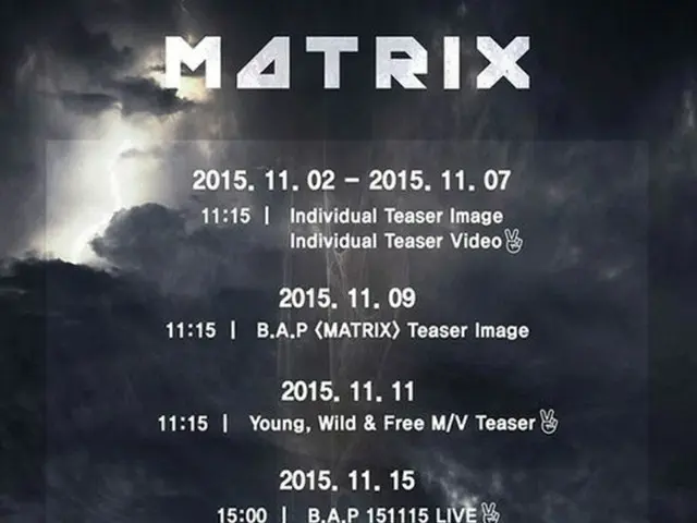 韓国アイドルグループ「B.A.P」が4thミニアルバム「MATRIX」のスケジュールポスターを公開し、本格的なカムバック準備に拍車をかけた。（提供:OSEN）