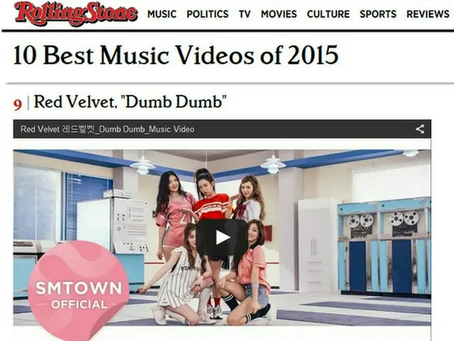 「Red Velvet」の「Dumb Dumb」、米・ローリングストーン誌のベストMVトップ10に。（提供:news1）
