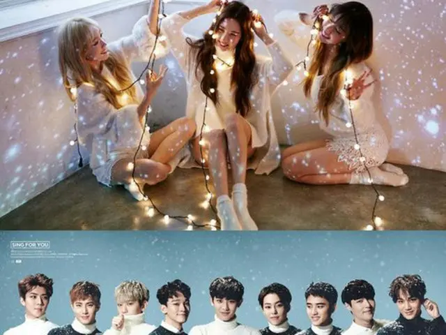 韓国アイドルグループ「EXO」の「Sing For You」、ガールズグループ「テティソ」の「Dear Santa」のMVが12月の米国及び全世界で最も見られたK-POP MV 1、2位に入り話題だ。（提供:OSEN）