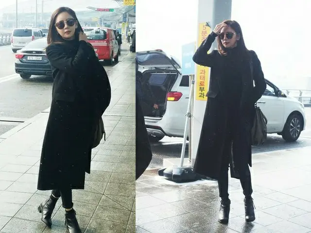 韓国女優イ・テイム（29）が、オールブラックの空港ファッションで日本へ飛び立った。（提供:news1）