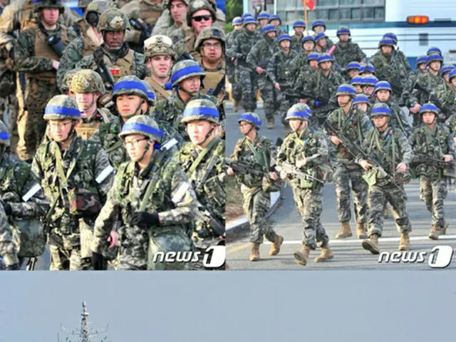 米韓合同軍事演習初日のようす…大規模な兵力輸送作戦。