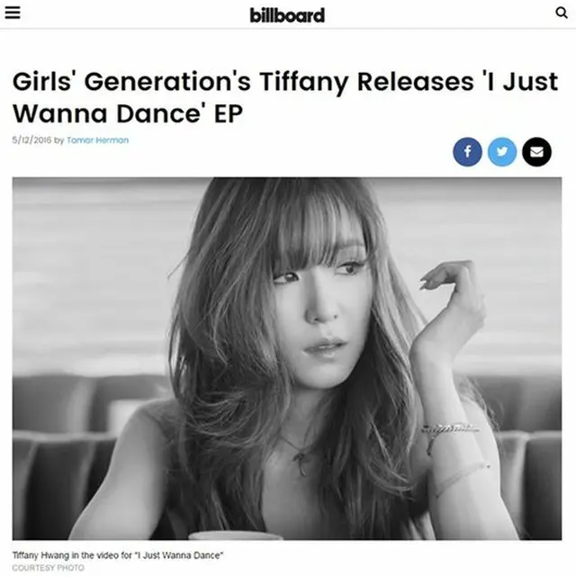 韓国ガールズグループ「少女時代」ティファニー（26）の初となるソロアルバム「I Just Wanna Dance」について、米・ビルボードが記事を掲載し、話題だ。（提供:OSEN）