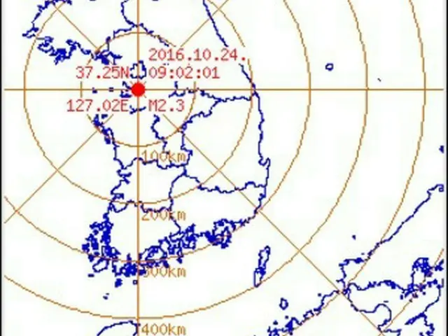 24日午前9時2分ごろ、韓国・京畿（キョンギ）・水原市（スウォンシ）・勧善区（クォンソング）南2キロの地域でマグニチュード（M）2.3の地震が発生した。