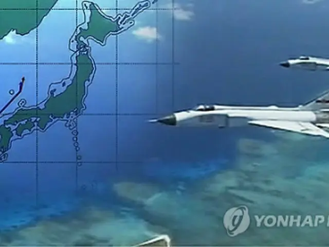 韓国の防空識別圏内に進入した中国軍用機のイメージ＝（聯合ニュースＴＶ提供）