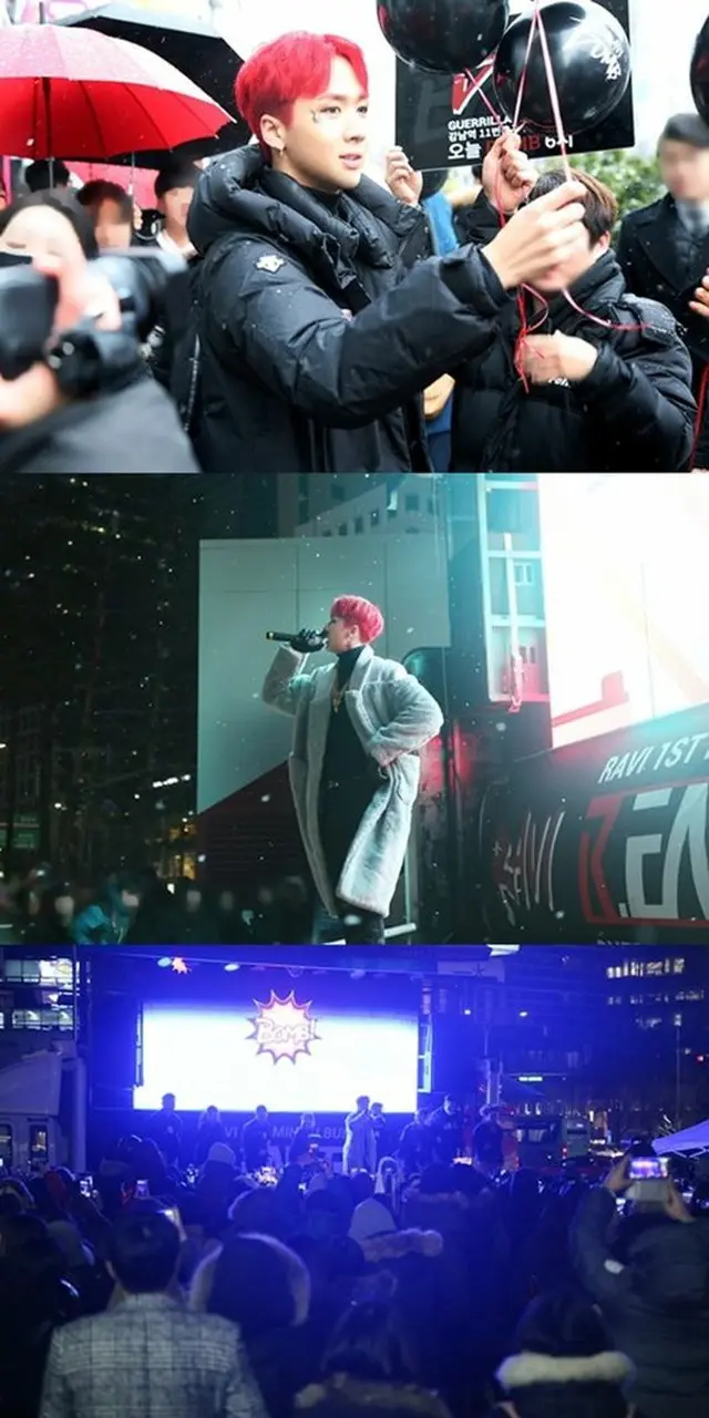 「VIXX」のラビが21日午後6時、ソウル・江南駅のMステージでゲリラコンサートを開催した。（提供:OSEN）