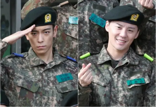 韓国男性グループ「BIGBANG」T.O.P（29）と「JYJ」ジュンス（30）の訓練所の姿が公開された。（提供:OSEN）