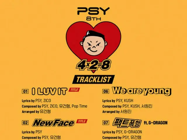 PSY（サイ）の8thアルバム「4X2=8」のトラックリストが全て公開された。(提供:OSEN）