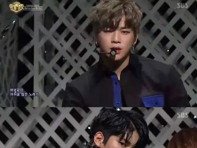 19日に放送されたSBS「人気歌謡」で、「Wanna One」が新曲「Beautiful」を披露。成熟美あふれる姿を見せた。(提供:OSEN)