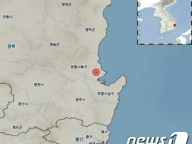 25日午後4時19分ごろ、慶北（キョンブク）浦項市（ポハンシ）北区（プック）から北に8キロの地域でマグニチュード（M）3.5の地震が発生した。