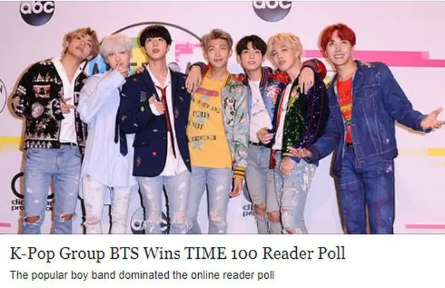 韓国アイドルグループ「防弾少年団」が「2018 TIME 100 Reader」設問調査で1位に輝いた。（提供:OSEN）