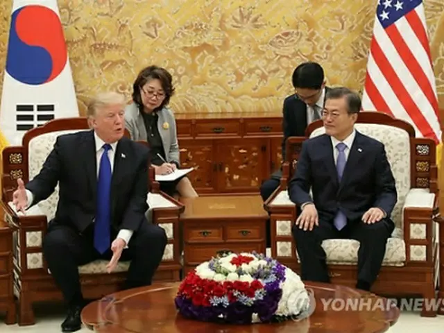 昨年１１月に行われた韓米首脳会談の様子＝（聯合ニュース）