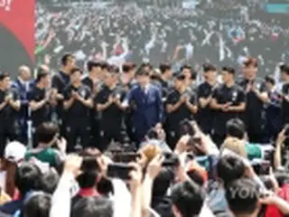 サッカーW杯韓国代表が壮行式　市民の前で活躍誓う