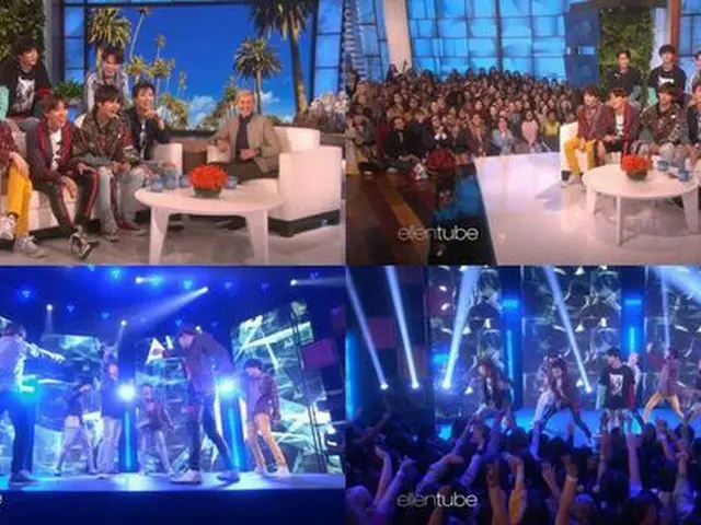 韓国ボーイズグループ「防弾少年団」が、アメリカ現地時間の25日に放送されたトーク番組「エレンの部屋」に出演した。昨年11月の初出演に続き、2回目となる。(提供:news1)