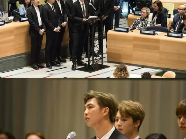 韓国アイドルグループ「防弾少年団（BTS）」が韓国歌手初の国連総会演説を行い、若い世代のためのメッセージを全世界に伝えた。（提供:news1）