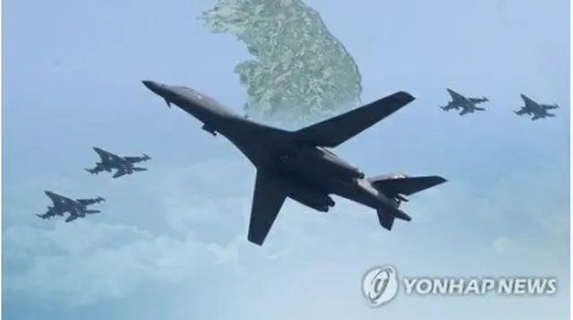 米軍の戦略爆撃機B1B＝（聯合ニュースTV）