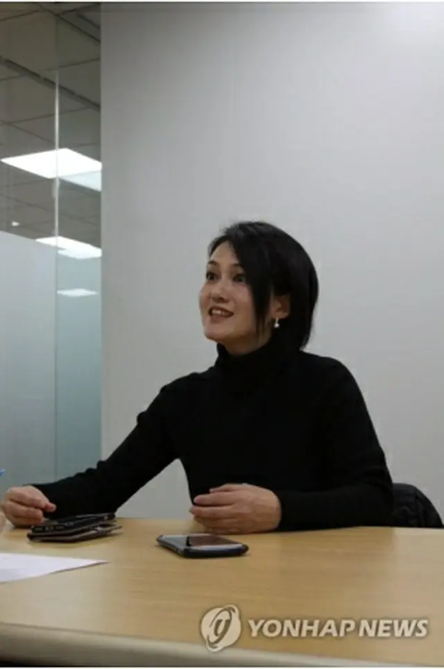 ソウルの聯合ニュース本社でインタビューを受ける森川さん＝（聯合ニュース）