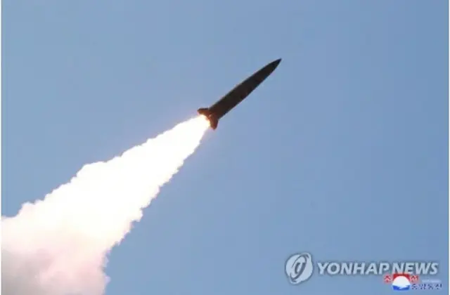5月9日に北朝鮮が発射したミサイル＝（朝鮮中央テレビ＝聯合ニュース）《転載・転用禁止》