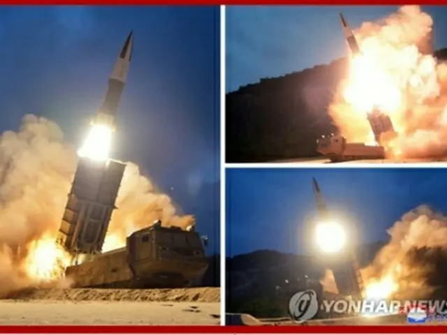 韓国軍合同参謀本部によると、北朝鮮は16日朝、江原道・通川付近から朝鮮半島東の東海上に飛翔体を2回発射した。写真は10日に北朝鮮が発射した飛翔体＝（聯合ニュース）《転載・転用禁止》