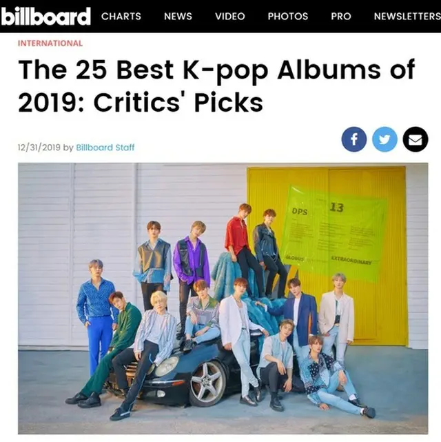 「SEVENTEEN」アルバム「An Ode」、米ビルボード選定…2019年最高のK-POPアルバム1位（提供:News1）