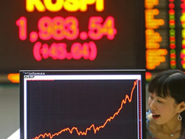 総合株価指数を最高値を更新した＝20日、ソウル（聯合）
