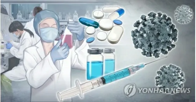 韓国政府が新型コロナウイルスの治療薬とワクチンの早期開発に向け「汎政府実務推進団」を発足させた（イラスト）＝（聯合ニュース）