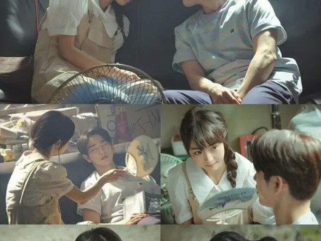 tvN土日ドラマ「花様年華－人生が花になる瞬間」のジニョン（GOT7）とチョン・ソニ。（提供:News1）