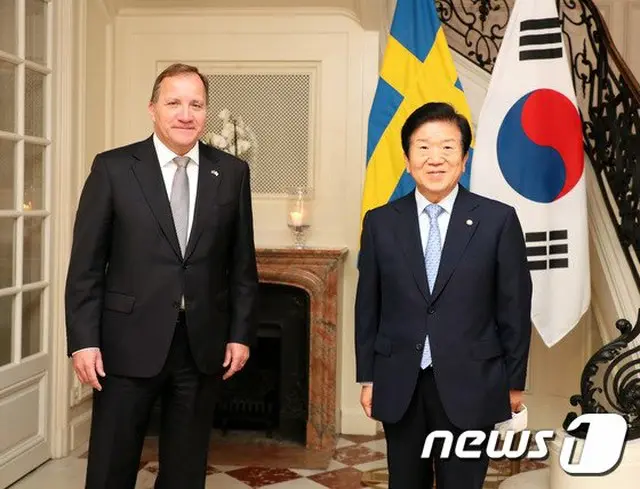 韓国のパク・ビョンソク国会議長は、スウェーデンのロベーン首相と会い、南北関係改善のための協力を求めた（画像提供:wowkorea）