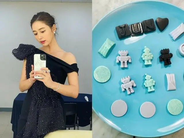 女優イ・ミンジョンが、息子ジュンフ君が作ったチョコレートを公開した。（画像提供:wowkorea）