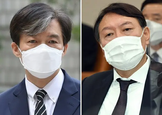 チョ・グク元法務部大臣（左）と尹錫悦元検察総長（右）（画像提供:wowkorea）