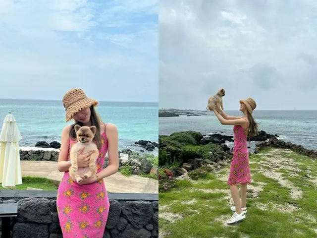 “SE7ENと7年熱愛中”女優イ・ダヘ、海辺で愛犬とデート 「マイラブ」（画像提供:wowkorea）