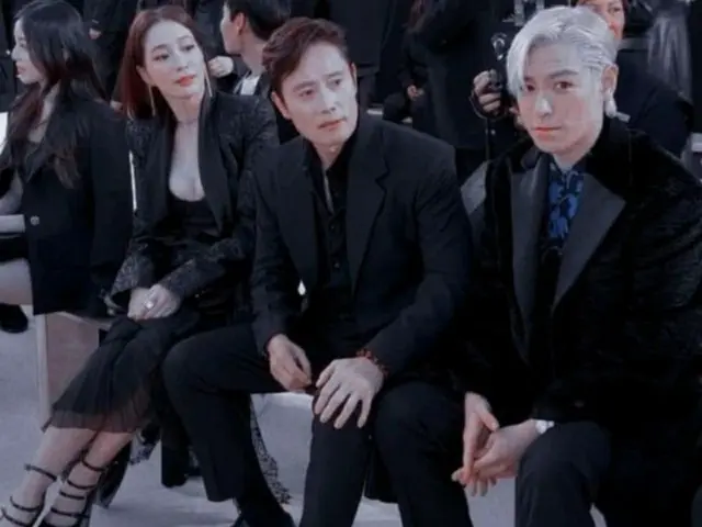 T.O.P（BIGBANG）がイ・ビョンホン＆イ・ミンジョン夫妻と記念ショットを撮影した。（画像提供:wowkorea）