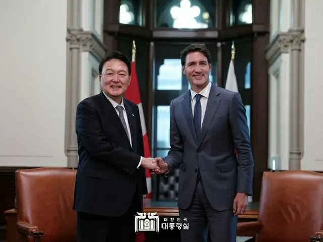 韓国の尹錫悦大統領が昨年の9月23日カナダで、ジャスティン・トルドー首相と会談を行なった様子（画像提供:wowkorea）