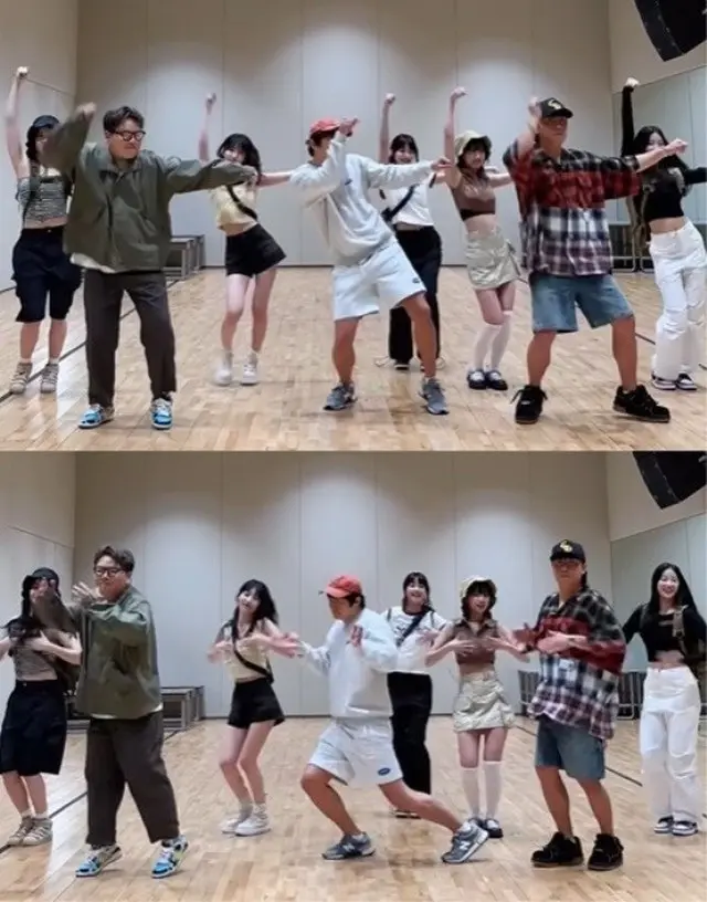 俳優イ・シオン、ギアン84らと一緒に「LE SSERAFIM」の前でダンスを披露（画像提供:wowkorea）