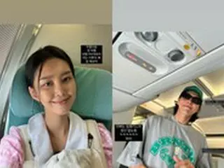 俳優ソン・ジェヒ＆チ・ソヨン夫妻、生後6か月の娘と飛行機搭乗…初めての旅行「頑張ろう」