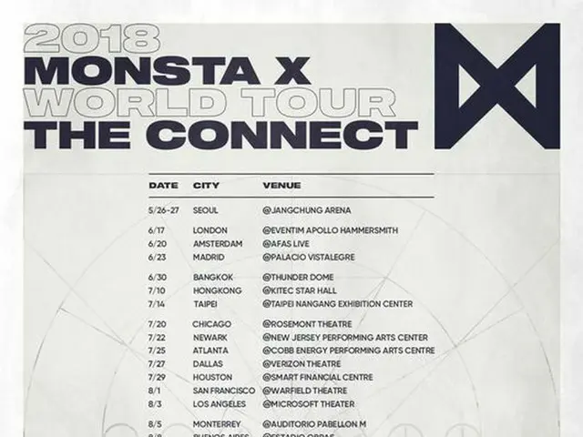 MONSTA X、ワールドツアーの日程が盛り込まれたポスター公開