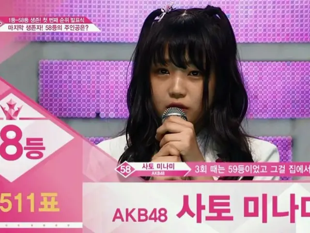 PRODUCE 48、最後にギリギリセーフの58位を発表