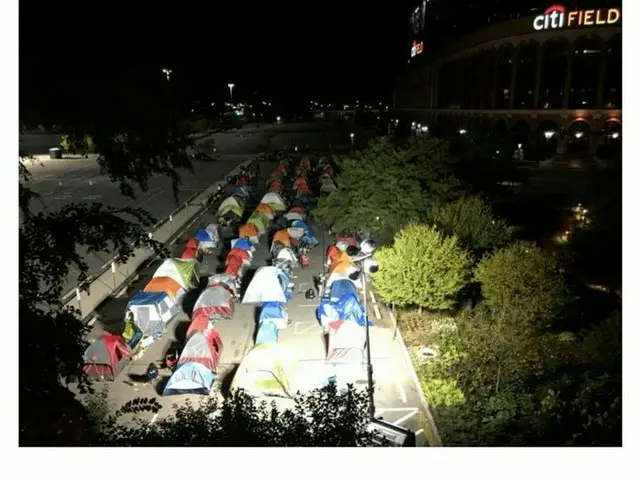 防弾少年団 のNYコンサート会場前の状況だという写真
