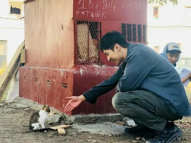 【G公式】俳優イ・スンギ、「バガボンド」撮影の休憩中に会ったかわいい猫との写真を公開。