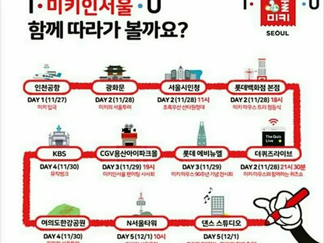 ミッキーマウスの韓国日程公開