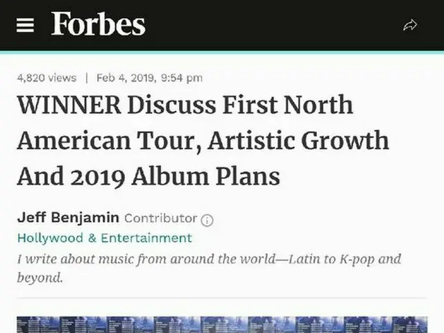 WINNER、米国「Forbes」とインタビュー