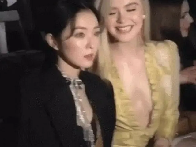 パリファッションウィーク「MiuMiuFW19 」に出席したRed Velvet アイリーンとアメリカの女優エル・ファニング