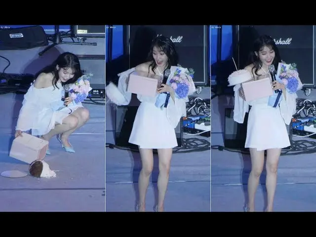 IU(アイユー)、ファンからの誕生日ケーキを落としてしまった「気まずい」瞬間