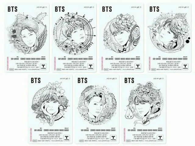 防弾少年団 (BTS)のイラスト入りT-moneyカード(韓国の交通カード)、10万枚限定で発売